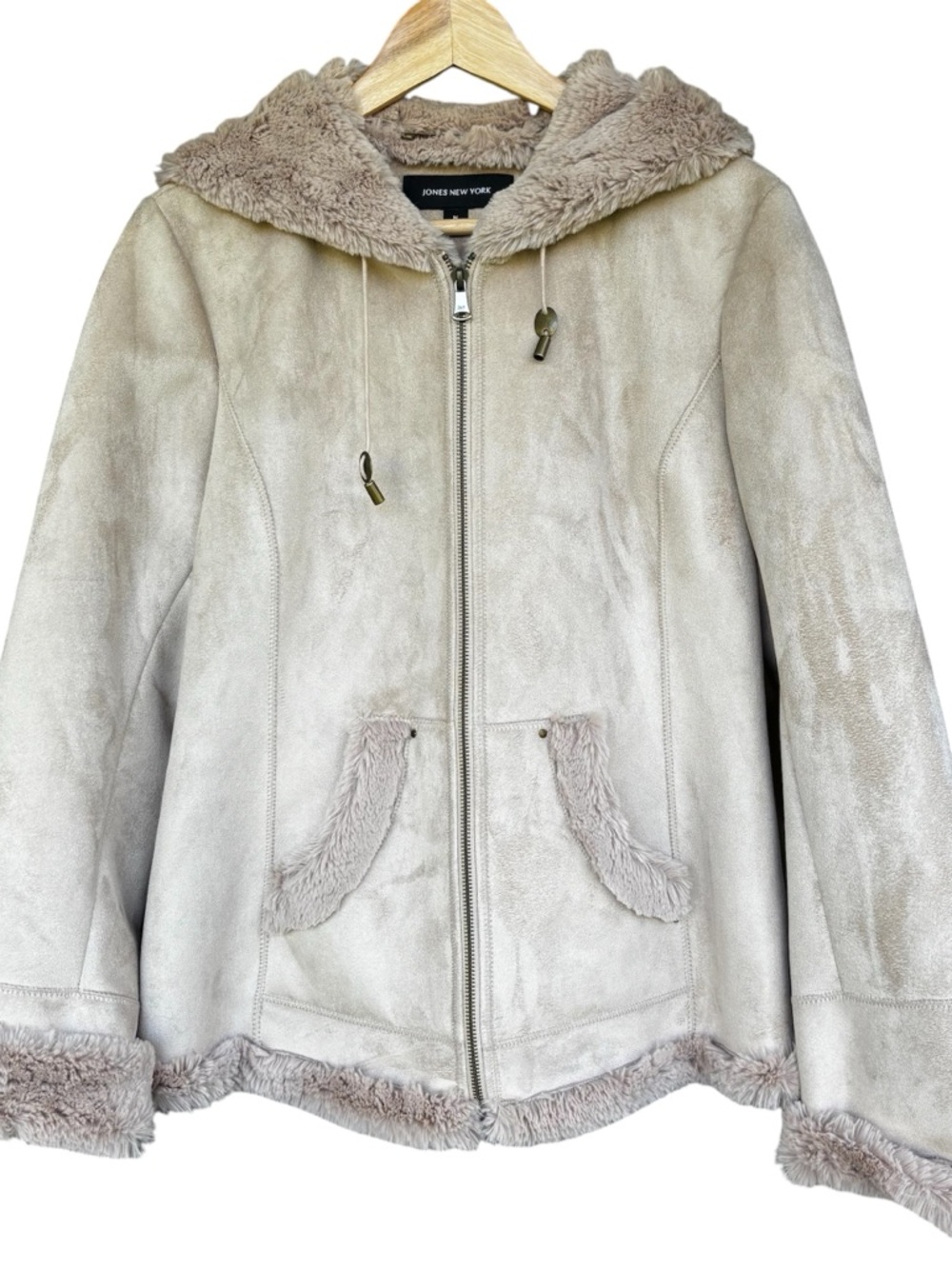 Vintage Women’s Faux Suede Shearling Jacket Coat Size M Penny Lane Y2K 2000 90s